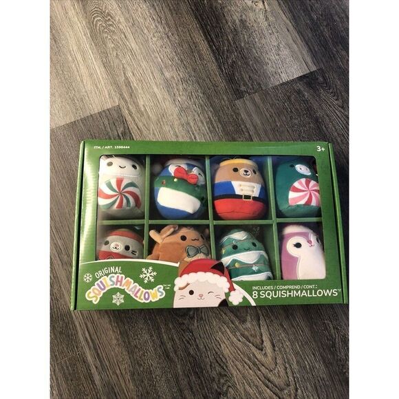 Squishmallows Ultra-Soft 4-Inch Christmas Holiday Tree Ornaments, 8 Pack. Sealed - Picture 1 of 7